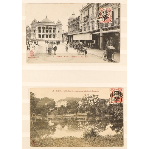 462 - FRENCH COLONIES INDO-CHINA 1911-13 PICTURE POSTCARDS all with stamp on picture side and message/addr... 