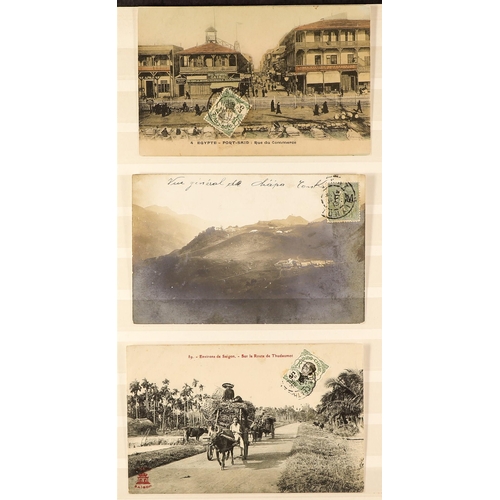 462 - FRENCH COLONIES INDO-CHINA 1911-13 PICTURE POSTCARDS all with stamp on picture side and message/addr... 