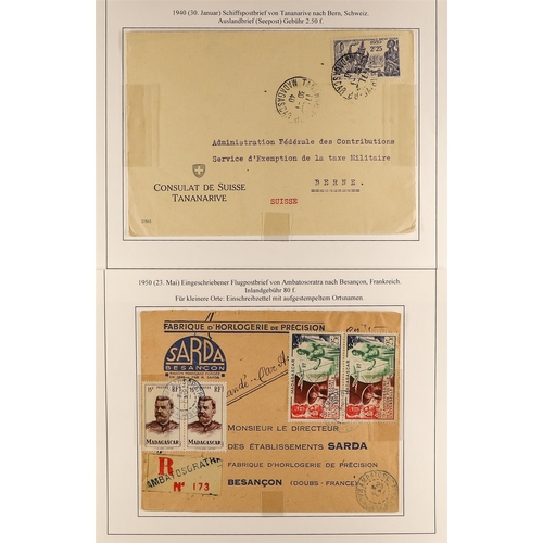 465 - FRENCH COLONIES MADAGASCAR 1940-1961 COVERS COLLECTION incl. 1940 from Swiss Consulate to Berne, 194... 