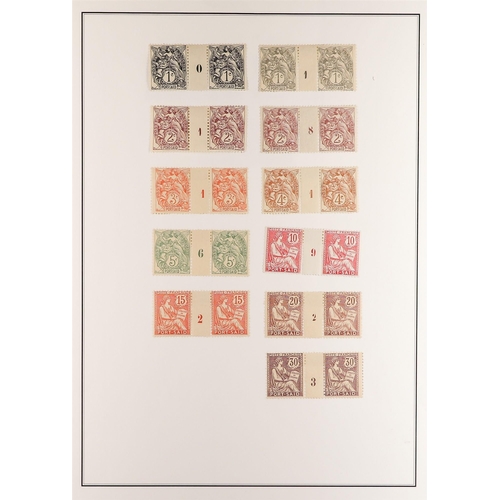 474 - FRENCH COLONIES PORT SAID 1902-20 MILLESIMES collection, 14 different numbered horizontal pairs, inc... 