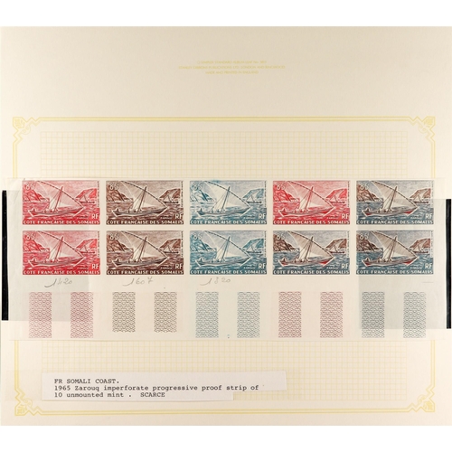 475 - FRENCH COLONIES SOMALI COAST 1902-1964 IMPERF COLOUR TRIALS COLLECTION with 1902-09 Warriors selecti... 