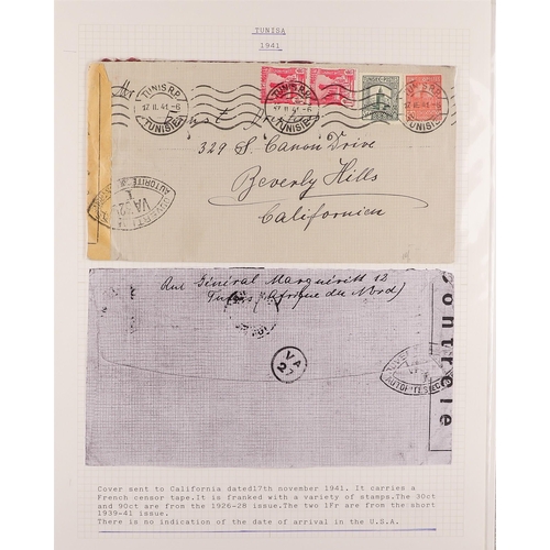 476 - FRENCH COLONIES TUNISIA 1862-1953 covers collection incl. 1862 stampless entire from Tunis to Marsei... 