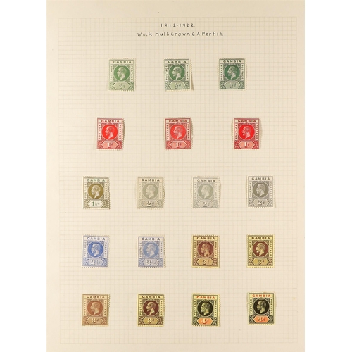 480 - GAMBIA 1912-22 set (SG 86/102), plus shades to 1s, mostly fine mint. S.T.C. £280. (37 stamps)