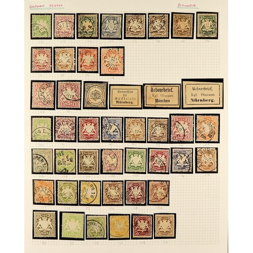 484 - GERMAN STATES 1850-1920 COLLECTION in hingeless mounts in an album, mint & used, includes Baden (34 ... 