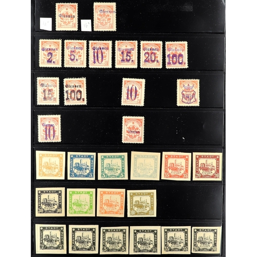 495 - GERMAN LOCALS LOCAL STAMPS GIESSEN 1887-89 mint collection incl. 1887 surcharges in violet set, plus... 