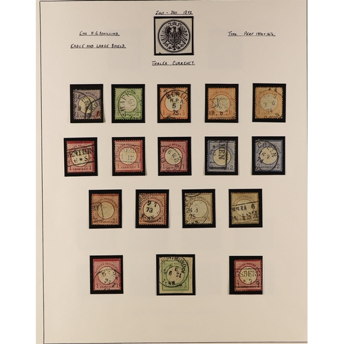 497 - GERMANY 1872-1880 USED COLLECTION on pages, incl. 1872 Small Shield set to 5g with shades incl. ½g (... 