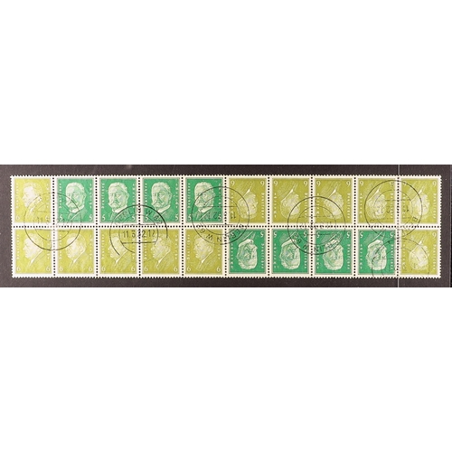 508 - GERMANY 1932 5pf green Hindenburg and 6pf sage-green Ebert se-tenant and tete-beche pane of twenty (... 