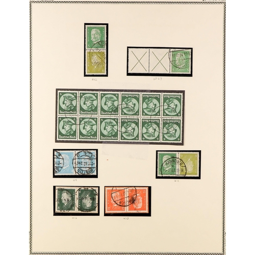 509 - GERMANY 1932-41 SE-TENANT AND TETE-BECHE used collection, all identified by Michel catalogue numbers... 