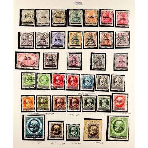 544 - GERMANY - SAAR 1920-1959 ATTRACTIVE COLLECTION in hingeless mounts on pages, mint & used, includes 1... 