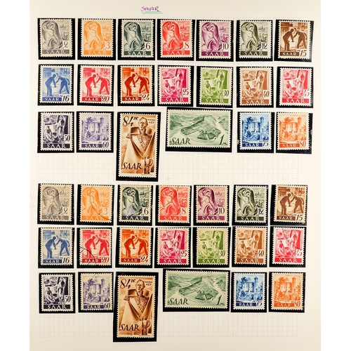 544 - GERMANY - SAAR 1920-1959 ATTRACTIVE COLLECTION in hingeless mounts on pages, mint & used, includes 1... 