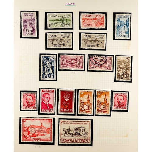 544 - GERMANY - SAAR 1920-1959 ATTRACTIVE COLLECTION in hingeless mounts on pages, mint & used, includes 1... 