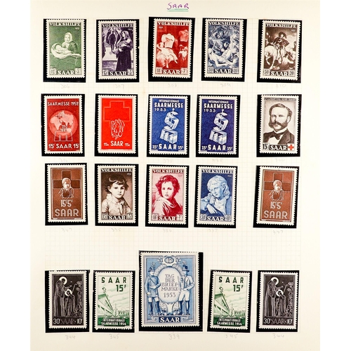 544 - GERMANY - SAAR 1920-1959 ATTRACTIVE COLLECTION in hingeless mounts on pages, mint & used, includes 1... 