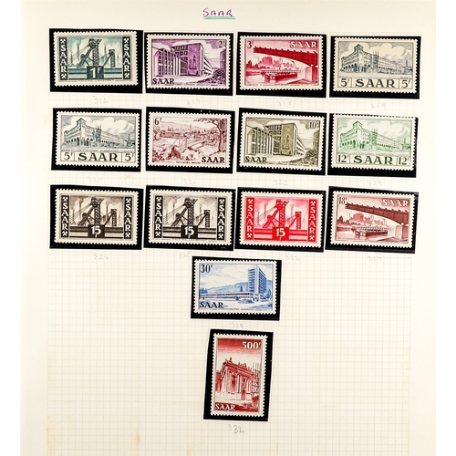 544 - GERMANY - SAAR 1920-1959 ATTRACTIVE COLLECTION in hingeless mounts on pages, mint & used, includes 1... 