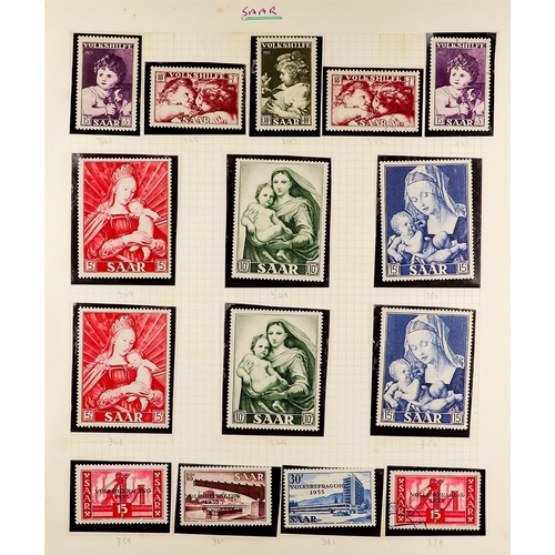 544 - GERMANY - SAAR 1920-1959 ATTRACTIVE COLLECTION in hingeless mounts on pages, mint & used, includes 1... 