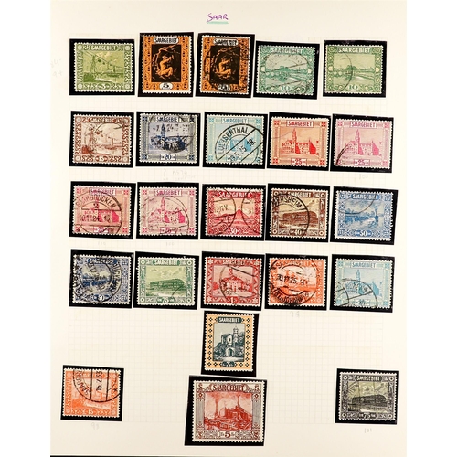 544 - GERMANY - SAAR 1920-1959 ATTRACTIVE COLLECTION in hingeless mounts on pages, mint & used, includes 1... 