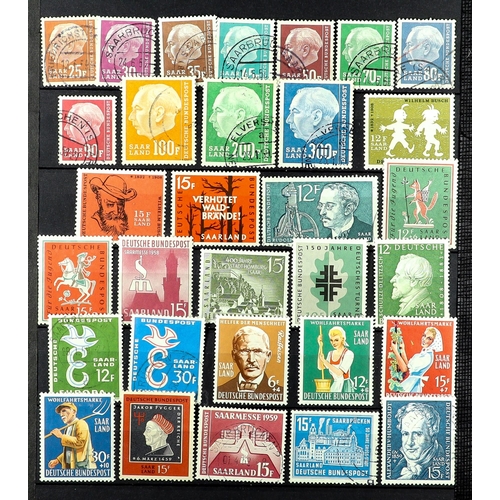 547 - GERMANY - SAAR 1947-59 MINT OR USED COLLECTION incl. 1948 definitive (Postage and Air) set, 1949 Hor... 