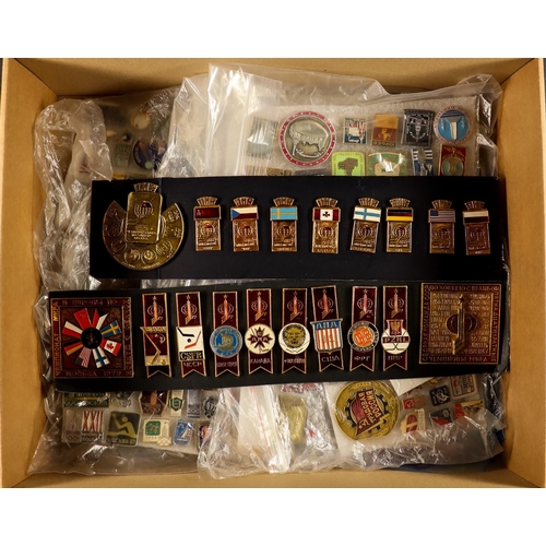 57 - COLLECTIONS & ACCUMULATIONS SOVIET RUSSIA BADGES / PINS AND EPHEMERA. A collection of badges from th... 