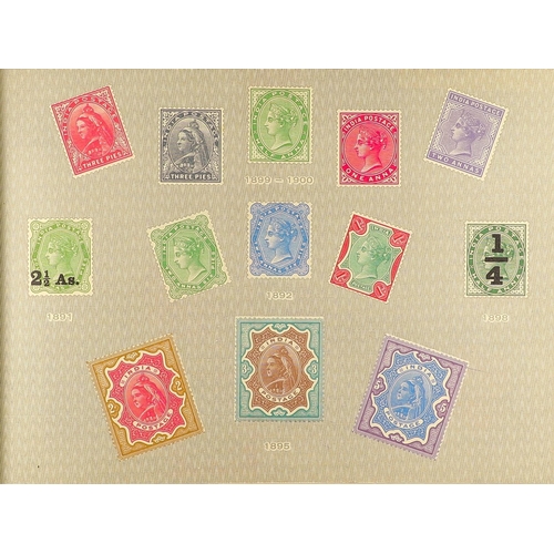 624 - INDIA 1954 SOUVENIR ALBUM, STAMP CENTENARY with pages of colour stamp imitations from 1854 onwards, ... 