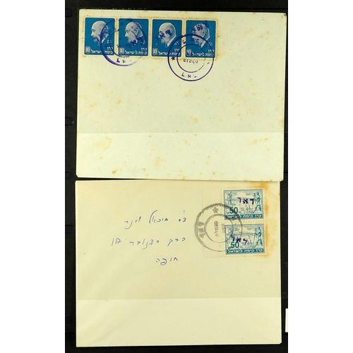 678 - ISRAEL INTERIM PERIOD 1948 INTERESTING COLLECTION on pages, includes covers (x19, mostly philatelic)... 