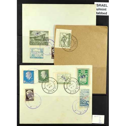 678 - ISRAEL INTERIM PERIOD 1948 INTERESTING COLLECTION on pages, includes covers (x19, mostly philatelic)... 