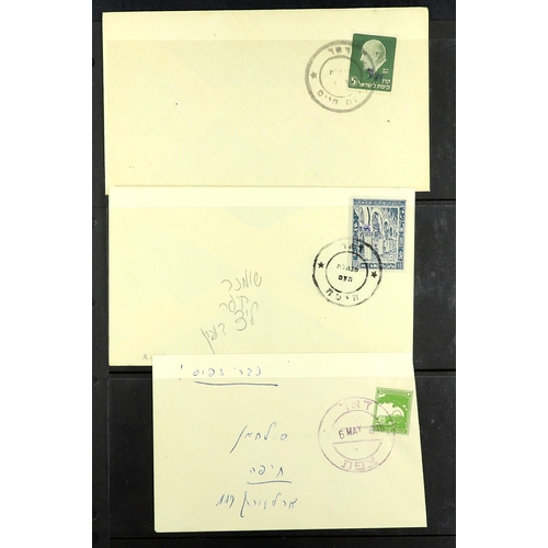 678 - ISRAEL INTERIM PERIOD 1948 INTERESTING COLLECTION on pages, includes covers (x19, mostly philatelic)... 