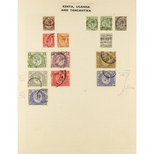 701 - K.U.T. 1890-1954 USED COLLECTION on leaves and incl. Br. East Africa 1896-1901 values to 4½a and 5r,... 