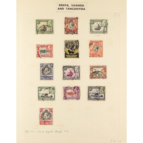 701 - K.U.T. 1890-1954 USED COLLECTION on leaves and incl. Br. East Africa 1896-1901 values to 4½a and 5r,... 