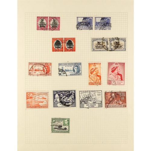 701 - K.U.T. 1890-1954 USED COLLECTION on leaves and incl. Br. East Africa 1896-1901 values to 4½a and 5r,... 