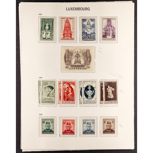 722 - LUXEMBOURG 1944-59 COLLECTION of mainly never hinged mint stamps incl. 1948-58 Charlotte definitive ... 