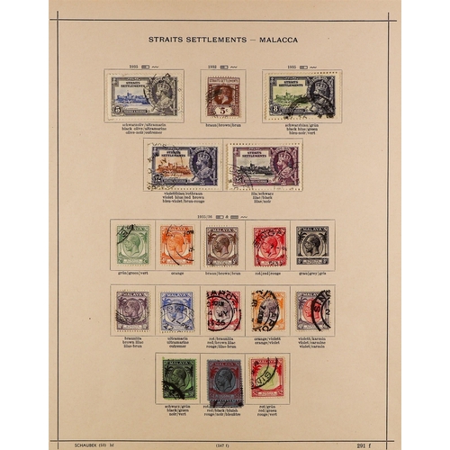 727 - MALAYA-STRAITS SETT. 1867-1944 COLLECTION on Yvert printed pages, incl. 1867 on India complete set, ... 