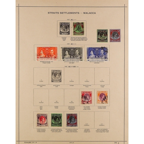 727 - MALAYA-STRAITS SETT. 1867-1944 COLLECTION on Yvert printed pages, incl. 1867 on India complete set, ... 