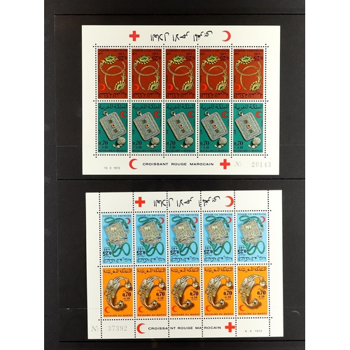 781 - MOROCCO 1966-76 RED CROSS SHEETLETS numbered sheetlets of the Red Cross Charity issues each comprisi... 