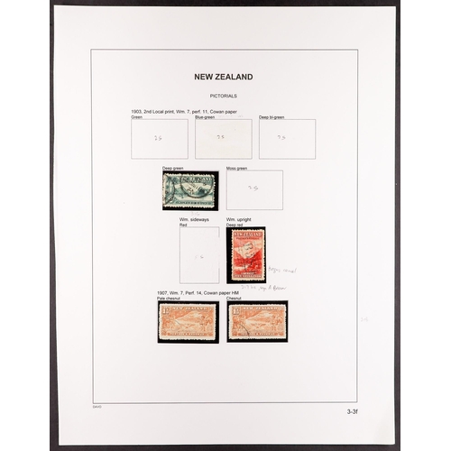 824 - NEW ZEALAND 1902-07 PICTORIALS a used collection with perforation types and most listed shades, incl... 