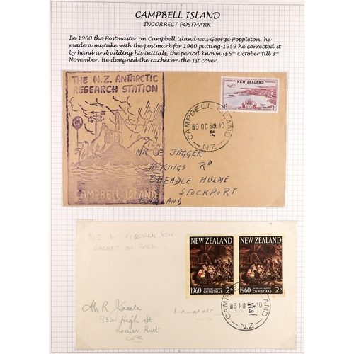 843 - NZ DEPENDENCIES CAMPBELL ISLAND - ROSS DEPENDENCY 1952-99 COVERS & CARDS COLLECTION incl. 1952 (1st ... 