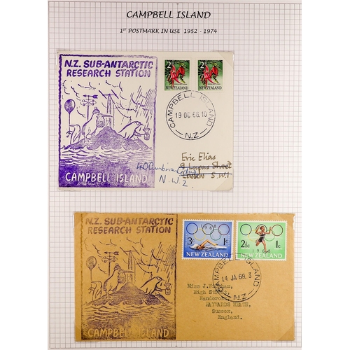 843 - NZ DEPENDENCIES CAMPBELL ISLAND - ROSS DEPENDENCY 1952-99 COVERS & CARDS COLLECTION incl. 1952 (1st ... 