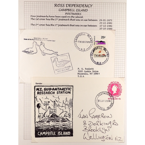 843 - NZ DEPENDENCIES CAMPBELL ISLAND - ROSS DEPENDENCY 1952-99 COVERS & CARDS COLLECTION incl. 1952 (1st ... 