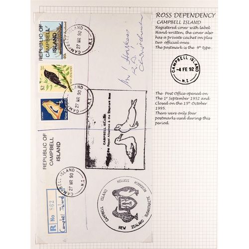 843 - NZ DEPENDENCIES CAMPBELL ISLAND - ROSS DEPENDENCY 1952-99 COVERS & CARDS COLLECTION incl. 1952 (1st ... 