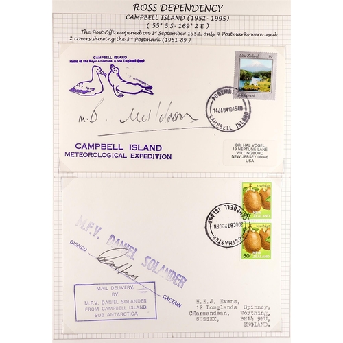 843 - NZ DEPENDENCIES CAMPBELL ISLAND - ROSS DEPENDENCY 1952-99 COVERS & CARDS COLLECTION incl. 1952 (1st ... 