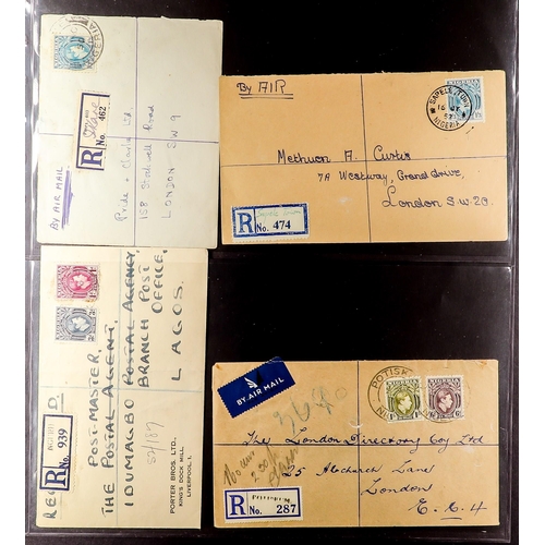 849 - NIGERIA 1937-53 KGVI POSTAL HISTORY COLLECTION A collection of mainly REGISTERED COVERS in two volum... 