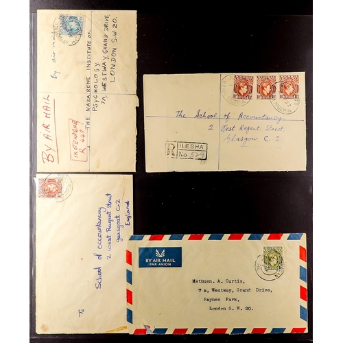 849 - NIGERIA 1937-53 KGVI POSTAL HISTORY COLLECTION A collection of mainly REGISTERED COVERS in two volum... 