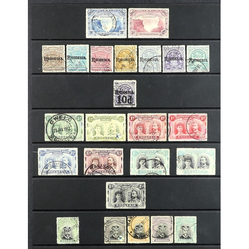 909 - RHODESIA 1905-23 USED COLLECTION incl. 1905 Falls perf. 14½-15 2½d and 5d, 1909-12 overprinted range... 