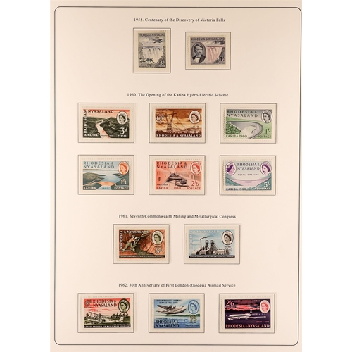 918 - RHODESIA & NYASA. 1954-63 NEVER HINGED MINT COLLECTION on printed album pages, complete basic issues... 