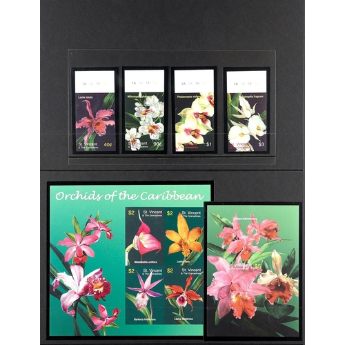 957 - ST VINCENT 2003 Orchids of the Caribbean set & miniature sheets as SG 5297/MS5302,  IMPERF PROOFS fr... 