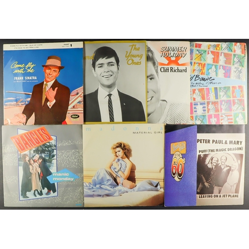 22 - 45rpm VINYL SINGLES in a box of approximately 200 from the 60s to 80s. Includes The Beatles, Elton J... 