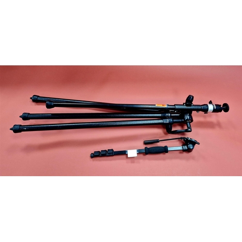 29 - CAMERA TRIPOD AND MONOPOD. A large Benbo 2 Trekker tripod, comes with camera mount and ball head for... 