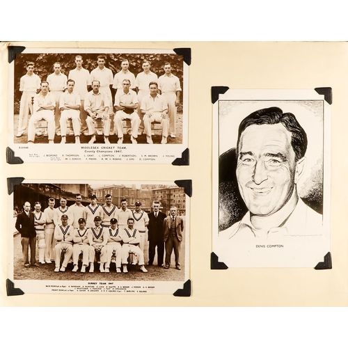 42 - CRICKET - POSTCARDS, SCORECARDS AND PROGRAMMES ranging from 1928-1981. Includes small album of postc... 