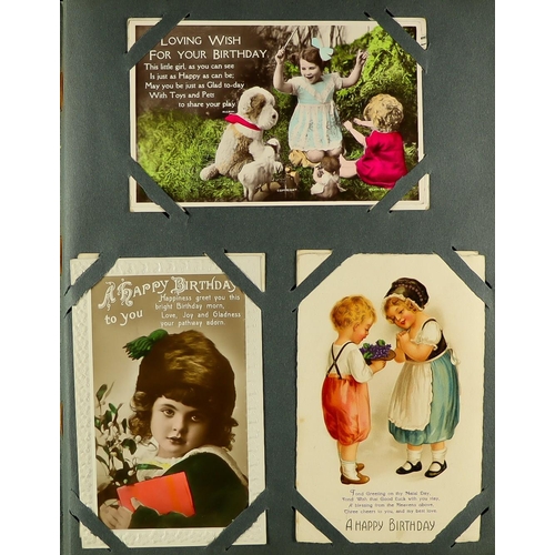 71 - POSTCARDS, COINS AND BANKNOTES. Includes an album of Greetings Cards (approx 190), loose postcards, ... 