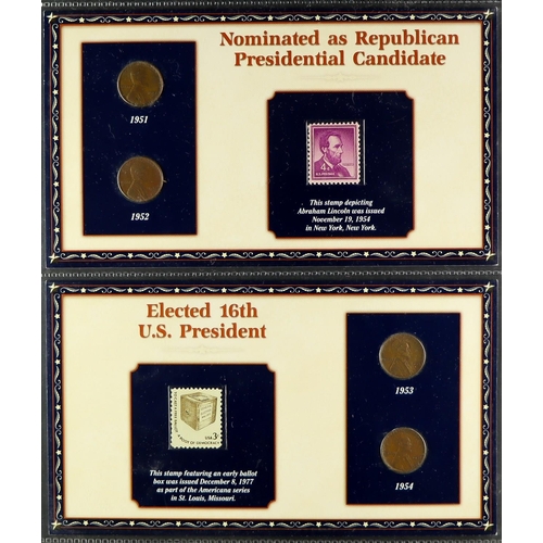 72 - PRESIDENT LINCOLN PENNY COINS collection in special album of 54 US 1cent Lincoln coins, different ye... 