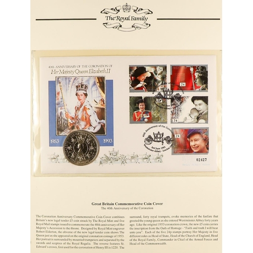 86 - WORLD COIN COVERS in four albums. Mainly Royalty related. Also includes some FDCs and stamps. (Appro... 