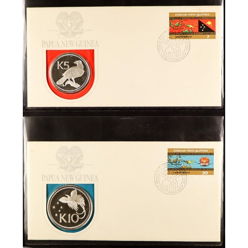 86 - WORLD COIN COVERS in four albums. Mainly Royalty related. Also includes some FDCs and stamps. (Appro... 